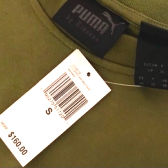 Fenty Puma by Rihanna Runway Green Sleeve Tie Sweatshirt Dress - Picture 3 of 13